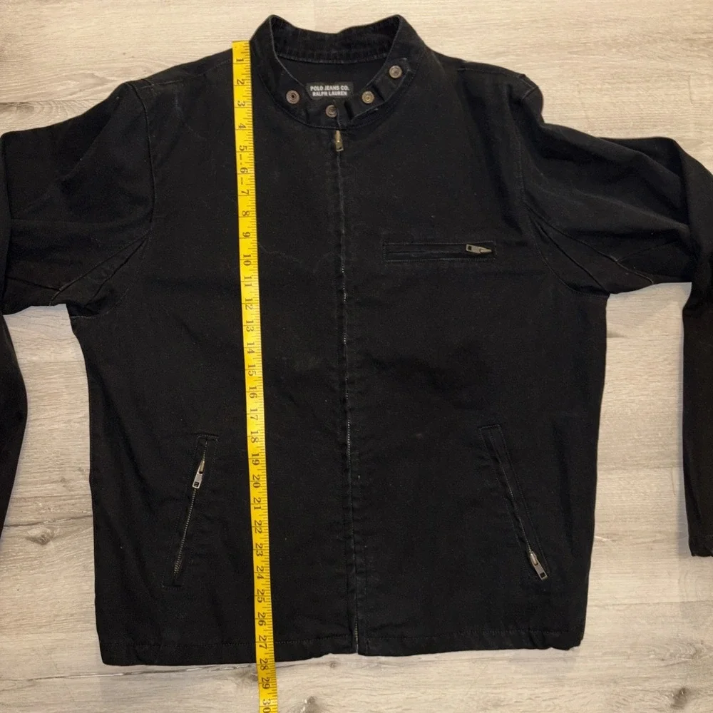 Vintage Polo Jeans Co Moto Racer Canvas Jacket Full Zip Men's XL Black